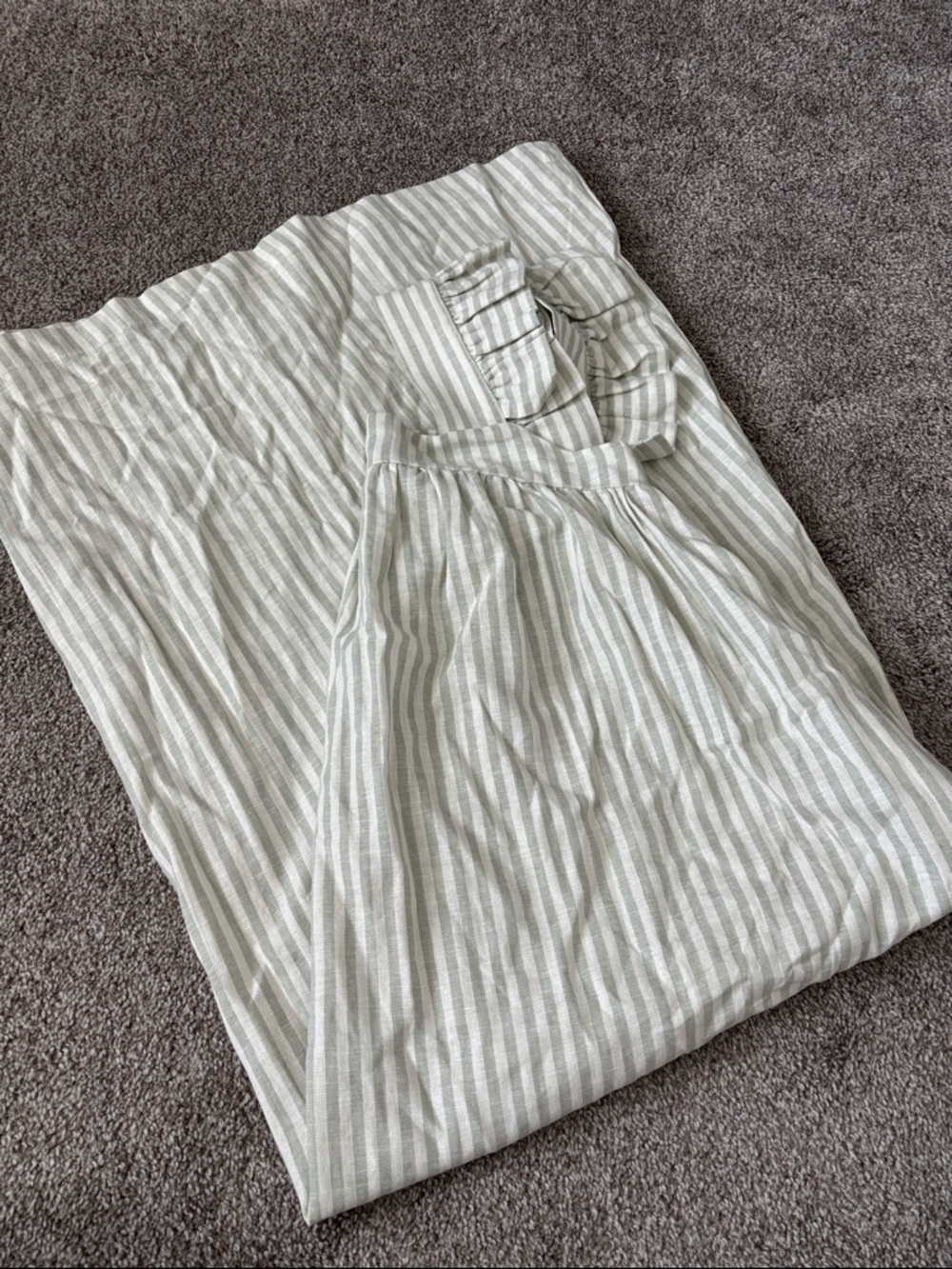 A New Day Light Sage and White Striped Prairie Dress.